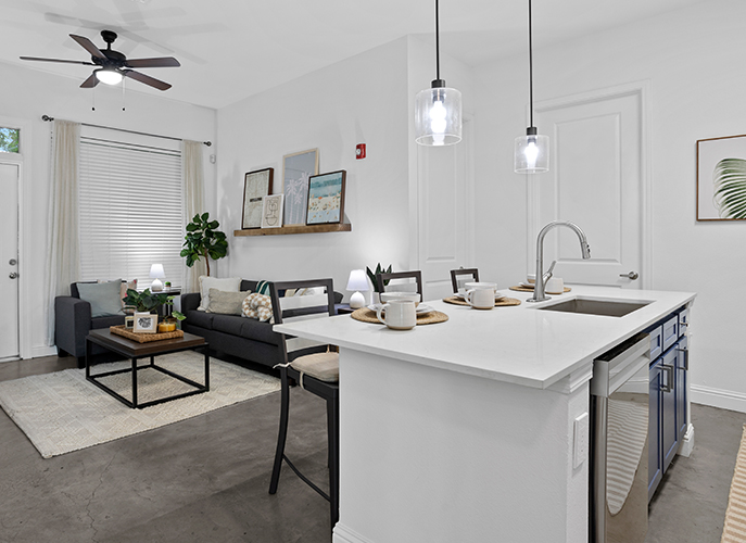 Kitchen and living room